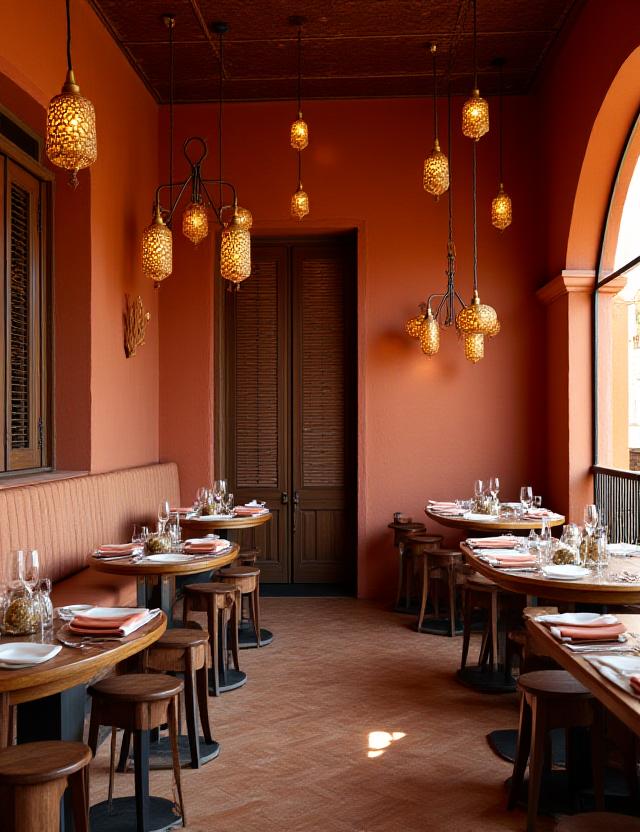 Interno elegante del ristorante Sahara Sweet con decorazioni fusion